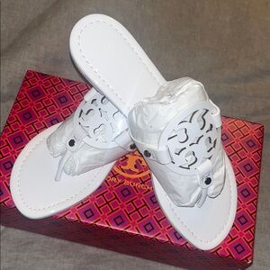 Tory Burch White Leather Sandals